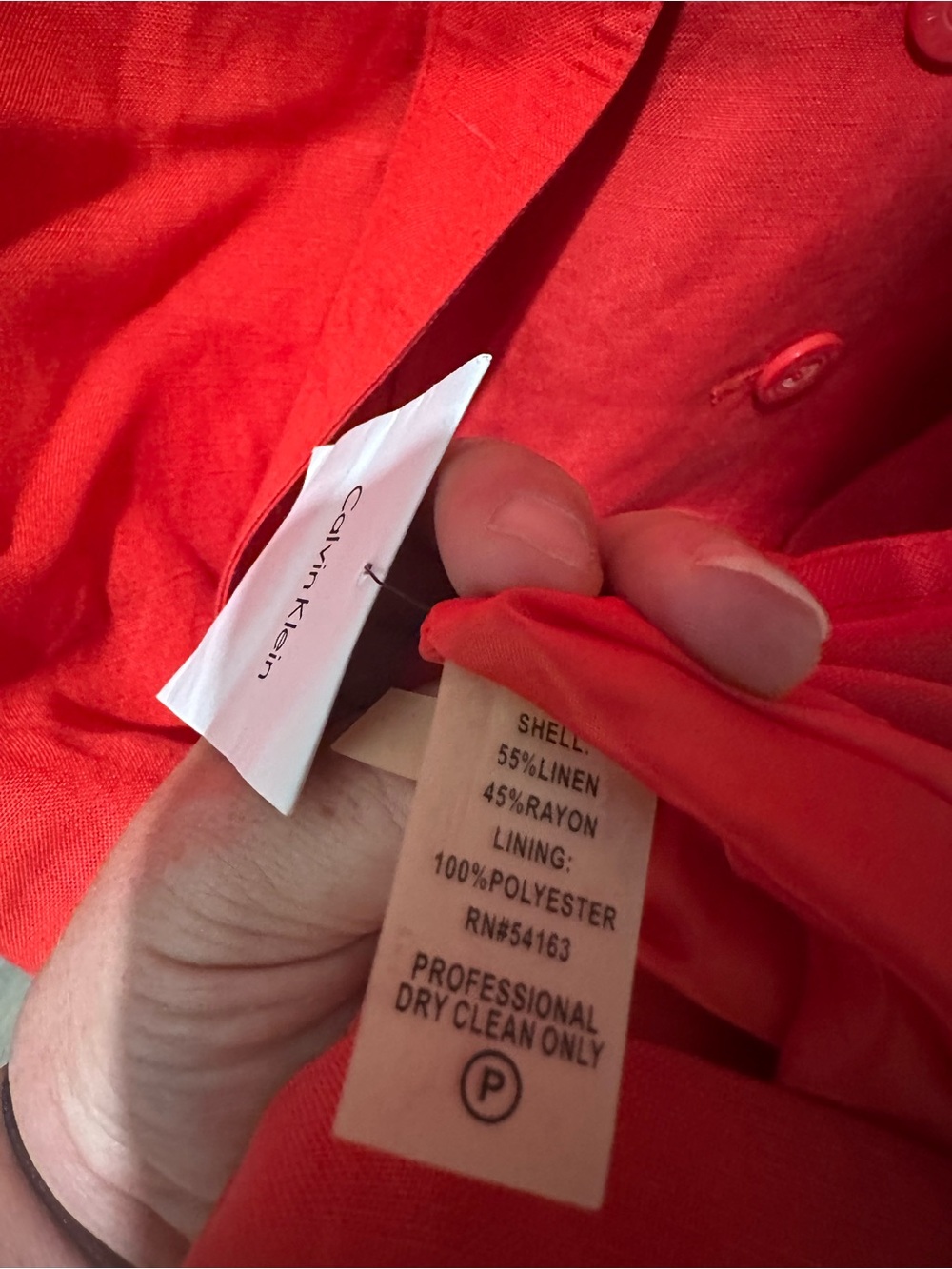 Calvin Klein Red Button-Front Cap Sleeve Dress - Picture 6 of 6
